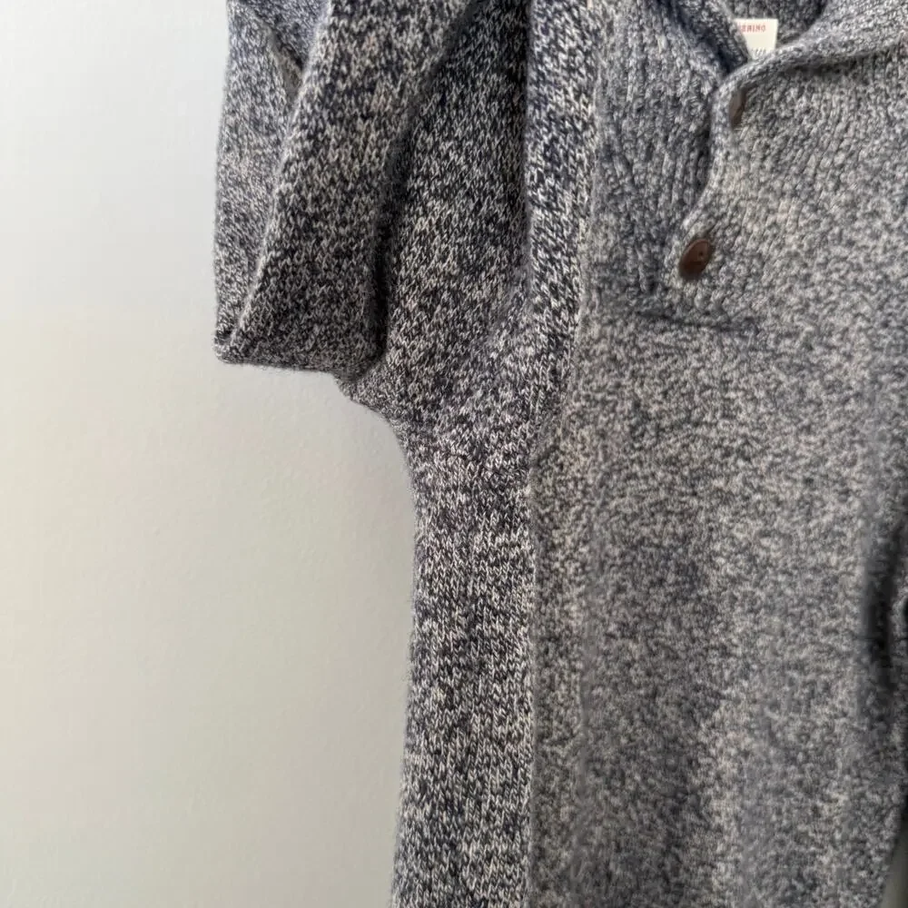 J. Crew Blue Marled Rugged Merino Wool Blend Shawl Collar Sweater Medium
